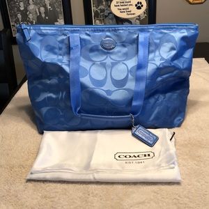 Coach signature nylon weekender.